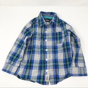 Oshkosh | Boys Plaid Blue/Green Button Down Shirt